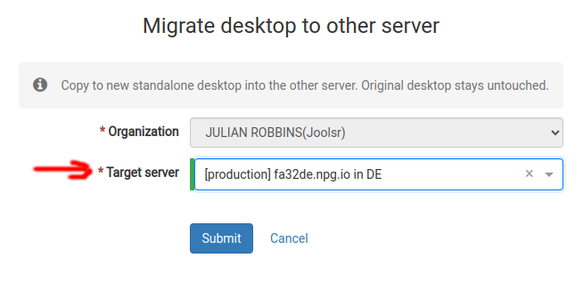Copy/Move desktop to another server - the Form